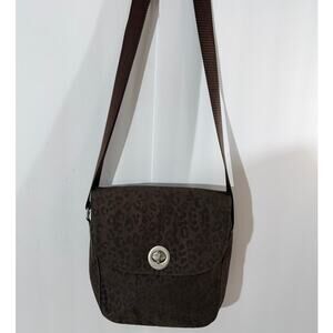 Baggallini Leopard Print Crossbody Bag Brown Nylon Adjustable Strap